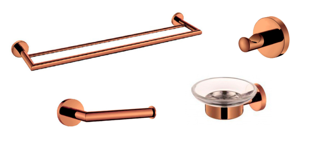 kit acessorios banheiro rose gold